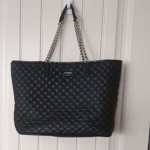 Coach Metro Quilted Tote with Silver Chain Handles